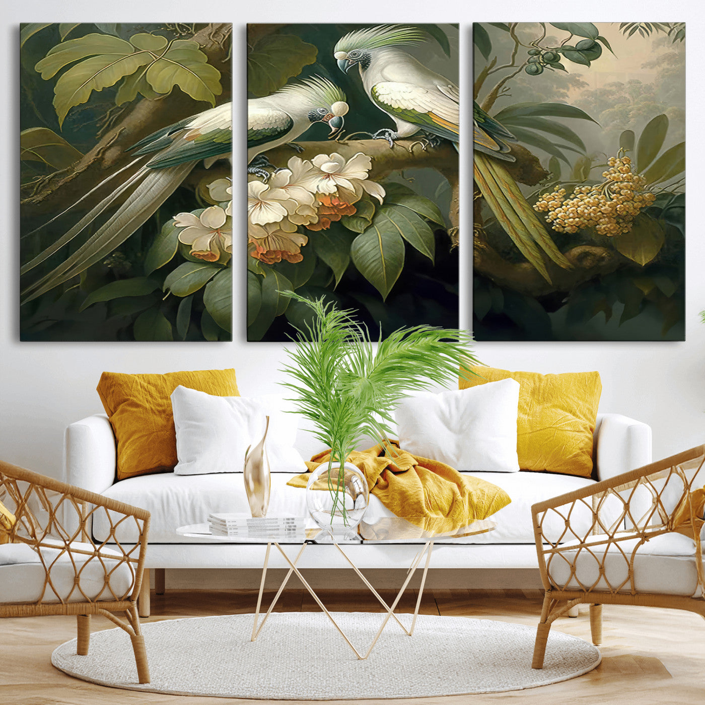 -Tropical Paradise Print Wall Art Stunning Artwork of a Parrot in a Lush Forest with Beautiful