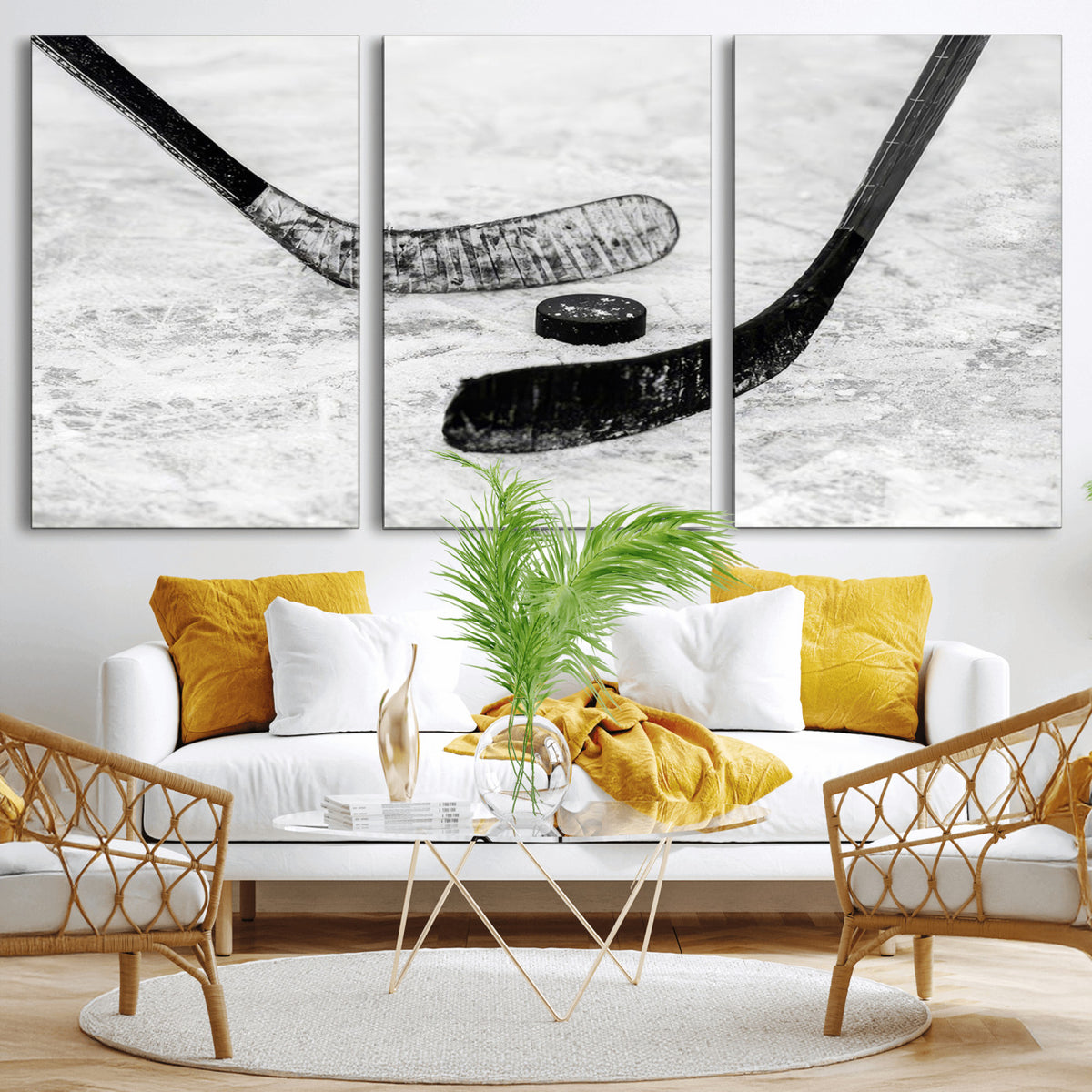 82900-MGV-CV-36X24 - Winter Ice Hockey Sport Canvas Wall Art Print, Hockey Wall Decor