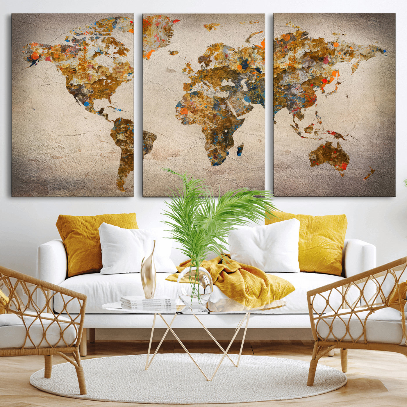 MGV-CV-60X30-3P - Push Pin World Map Canvas Print – Framed Wall Art for Couples to Track Their Travels – Anniversary