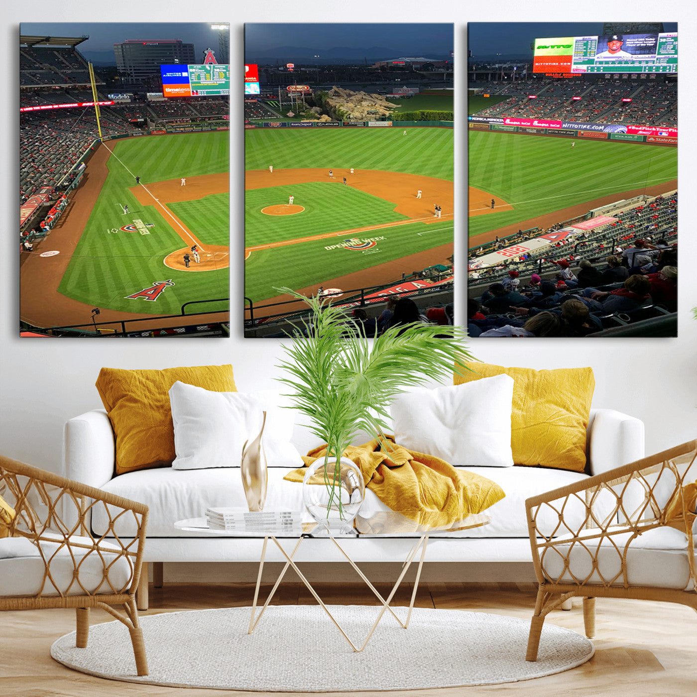 MGV-CV-60X30-3P - Angel Stadium Aerial View – Los Angeles Angels Baseball Canvas Print, Framed, Ready to Hang