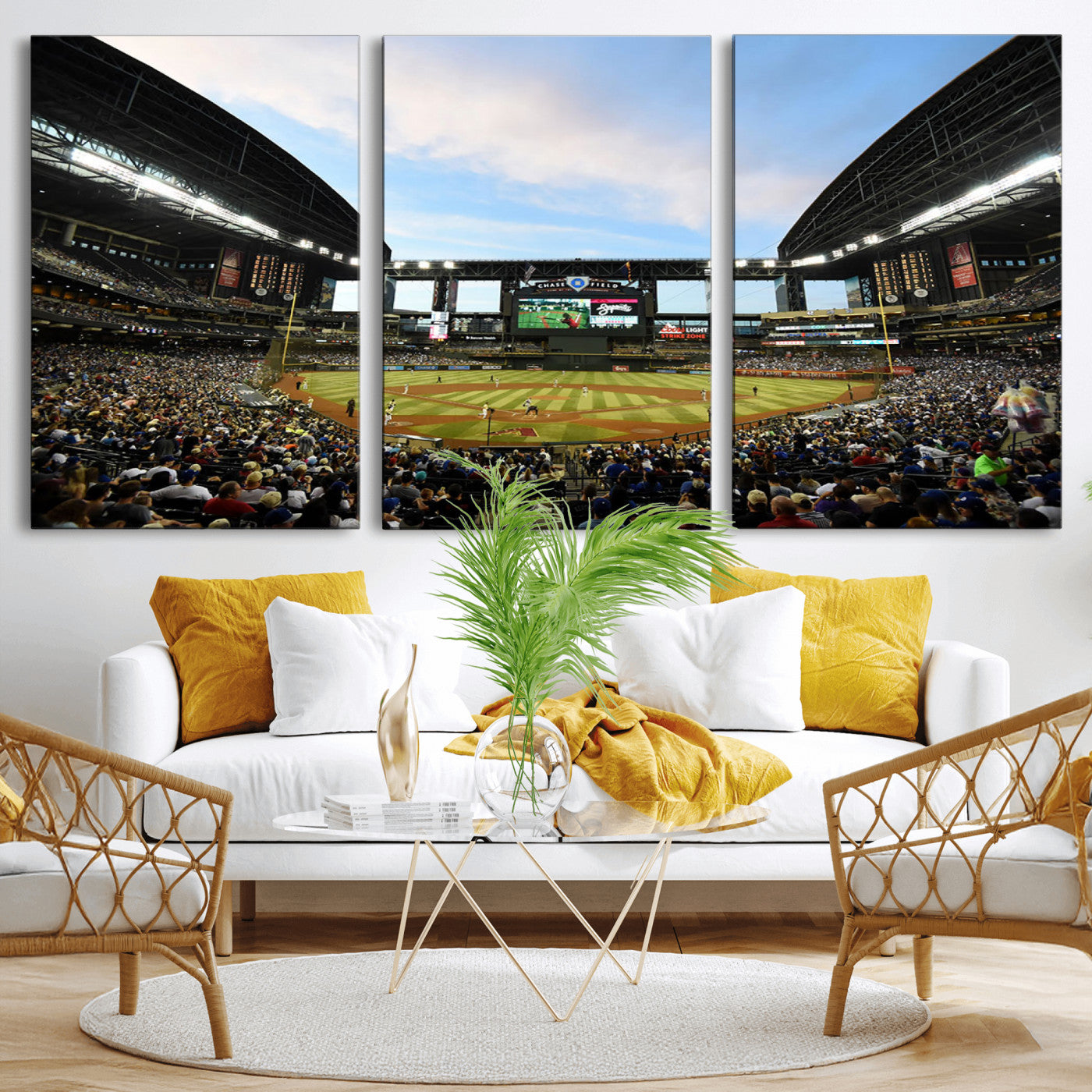 MGV-CV-60X30-3P - Arizona Diamondbacks Baseball Team Print - Phoenix Chase Field Stadium Wall Art Canvas Print