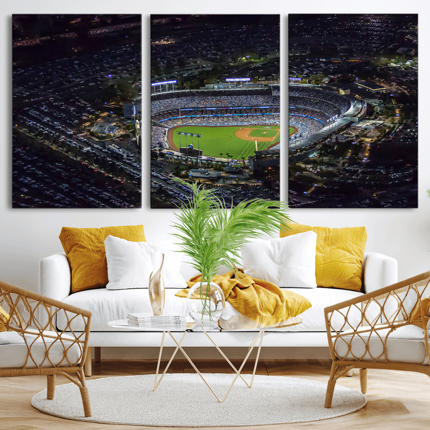 MGV-CV-60X30-3P - Los Angeles Dodgers Baseball Team Print - California Dodger Stadium Wall Art Canvas Print