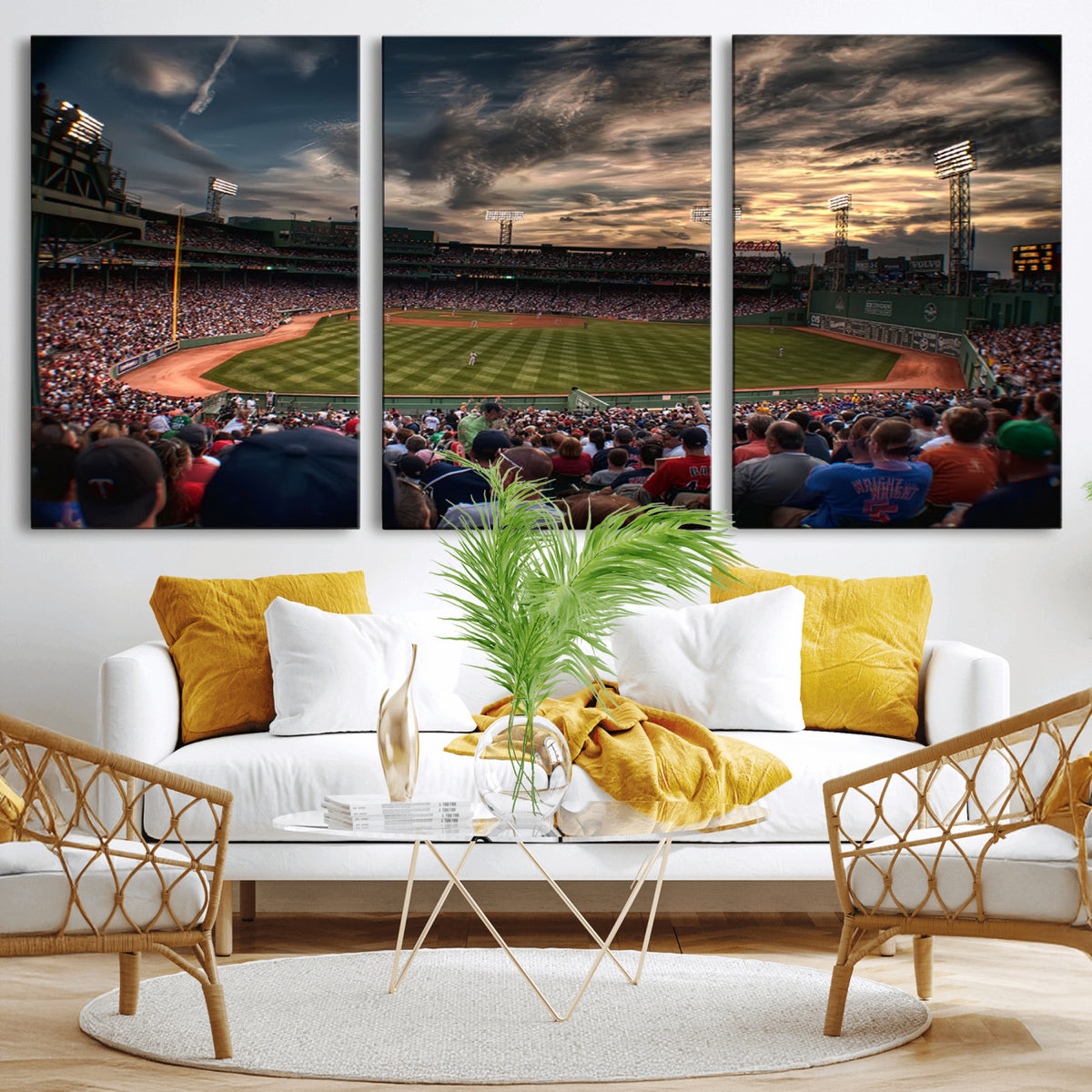 53432-MGV-CV-36X24 - Boston Red Sox Baseball Team Print, Massachusetts Fenway Park Stadium Wall Art Canvas Print