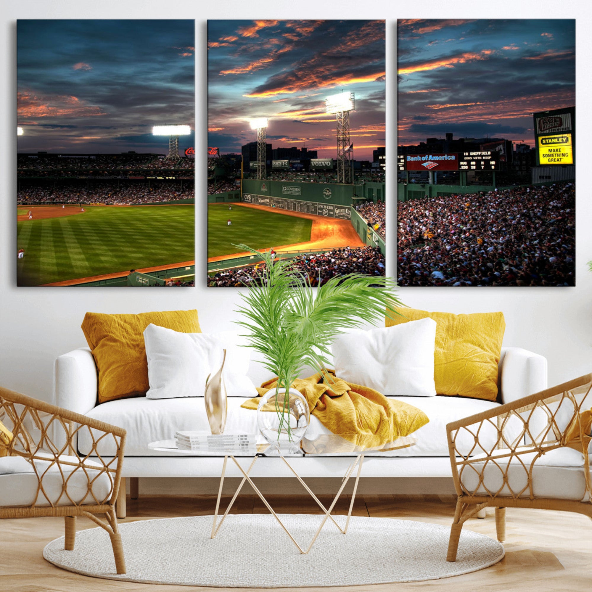 66781-MGV-CV-36X24-Fenway Park Wall Art Canvas Print | Large Baseball Stadium Canvas Print for Boston Red Sox Fans |