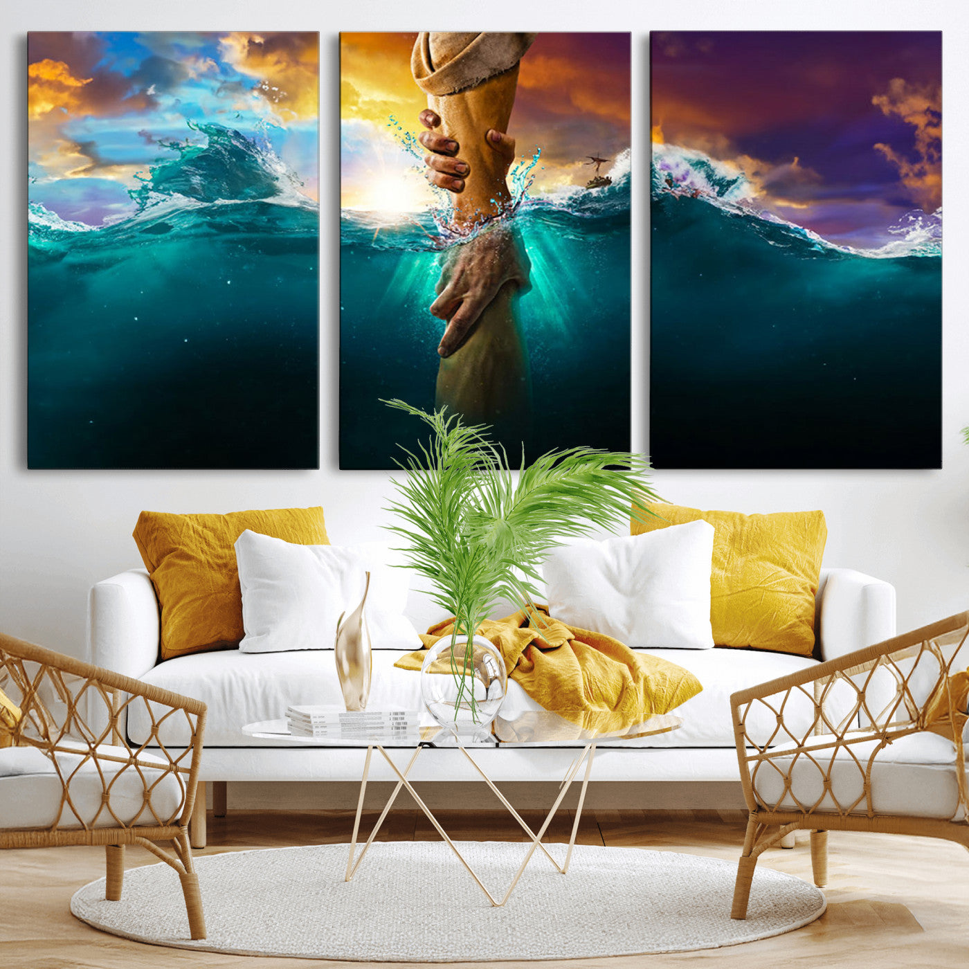 MGV-CV-60X30-3P - God Hand Wall Art Canvas Print