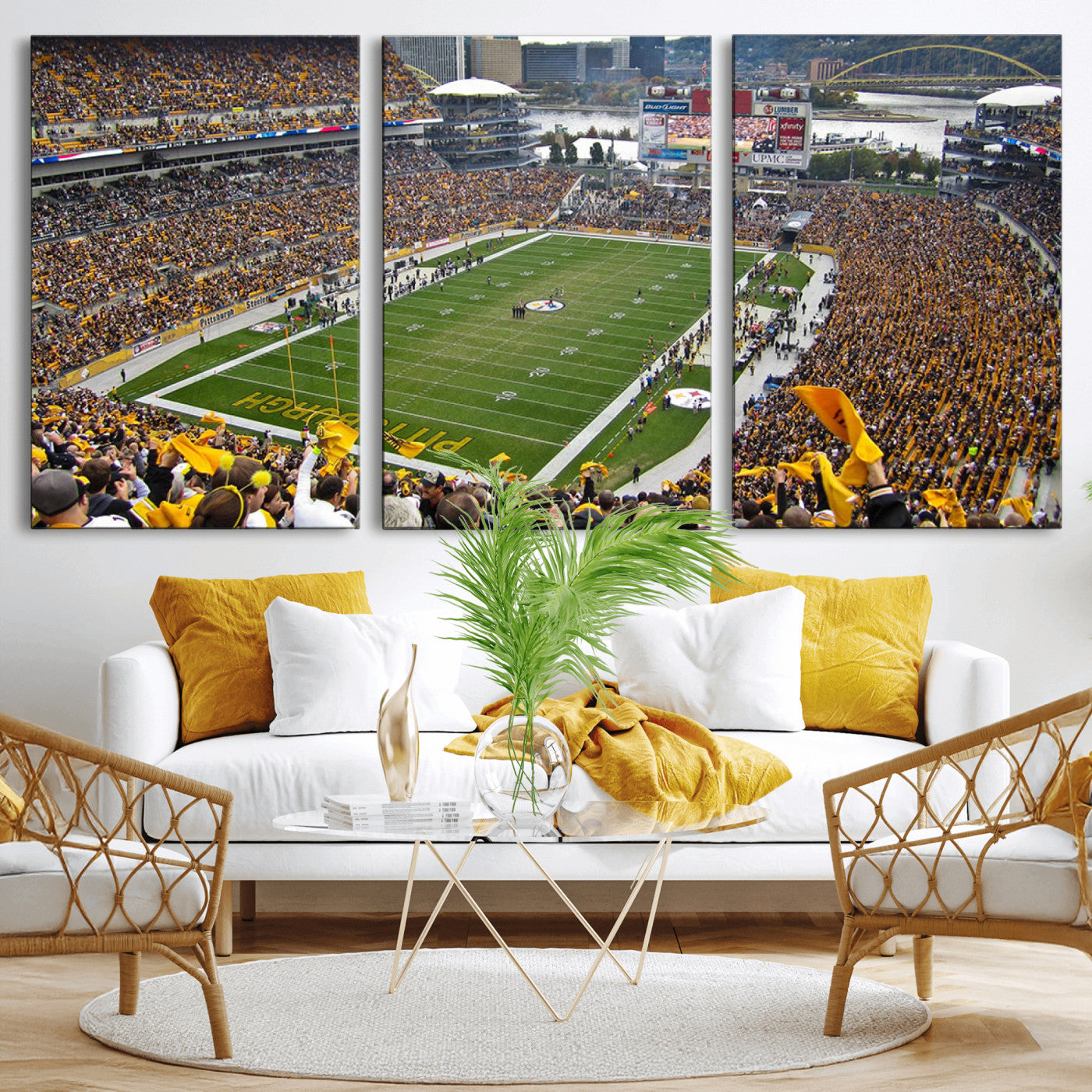MGV-CV-60X30-3P - Pittsburgh Steelers Football Team Print - Pittsburgh Heinz Field Stadium Wall Art Canvas Print