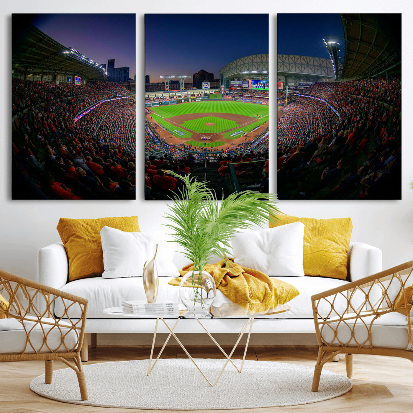 MGV-CV-60X30-3P - Houston Astros Baseball Team Print - Houston Minute Maid Park Stadium Wall Art Canvas Print