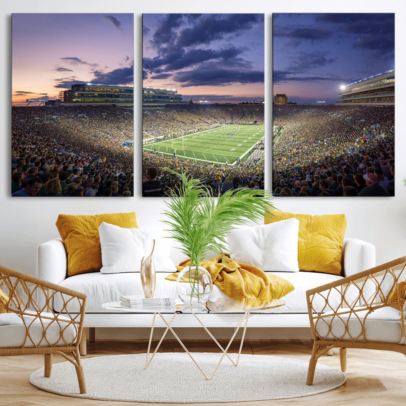 MGV-CV-60X30-3P - Notre Dame Fighting Irish Football Team Print - Notre Dame Stadium Wall Art Canvas Print