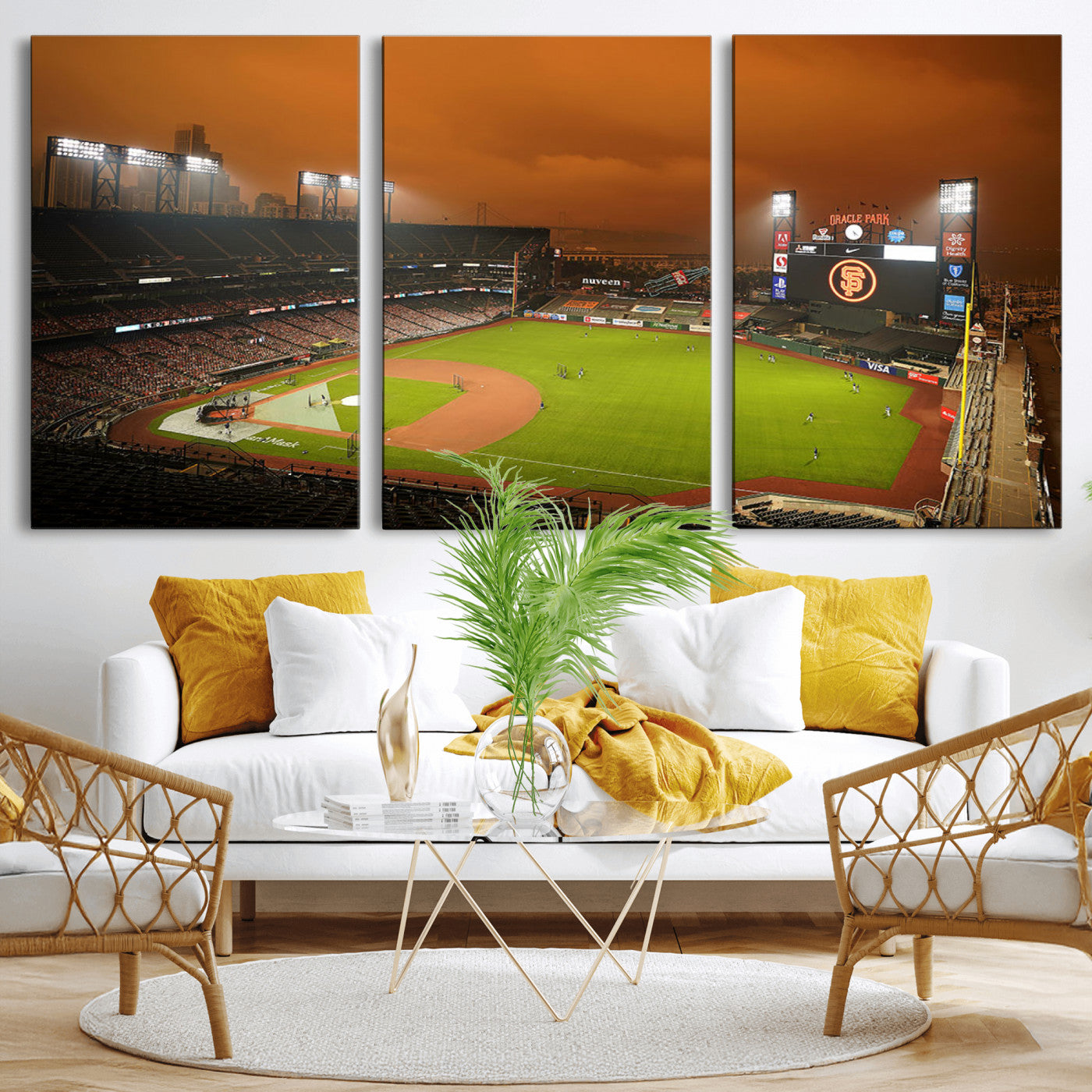 MGV-CV-60X30-3P - San Francisco Giants Baseball Team Print - Oracle Park Stadium Wall Art Canvas Print