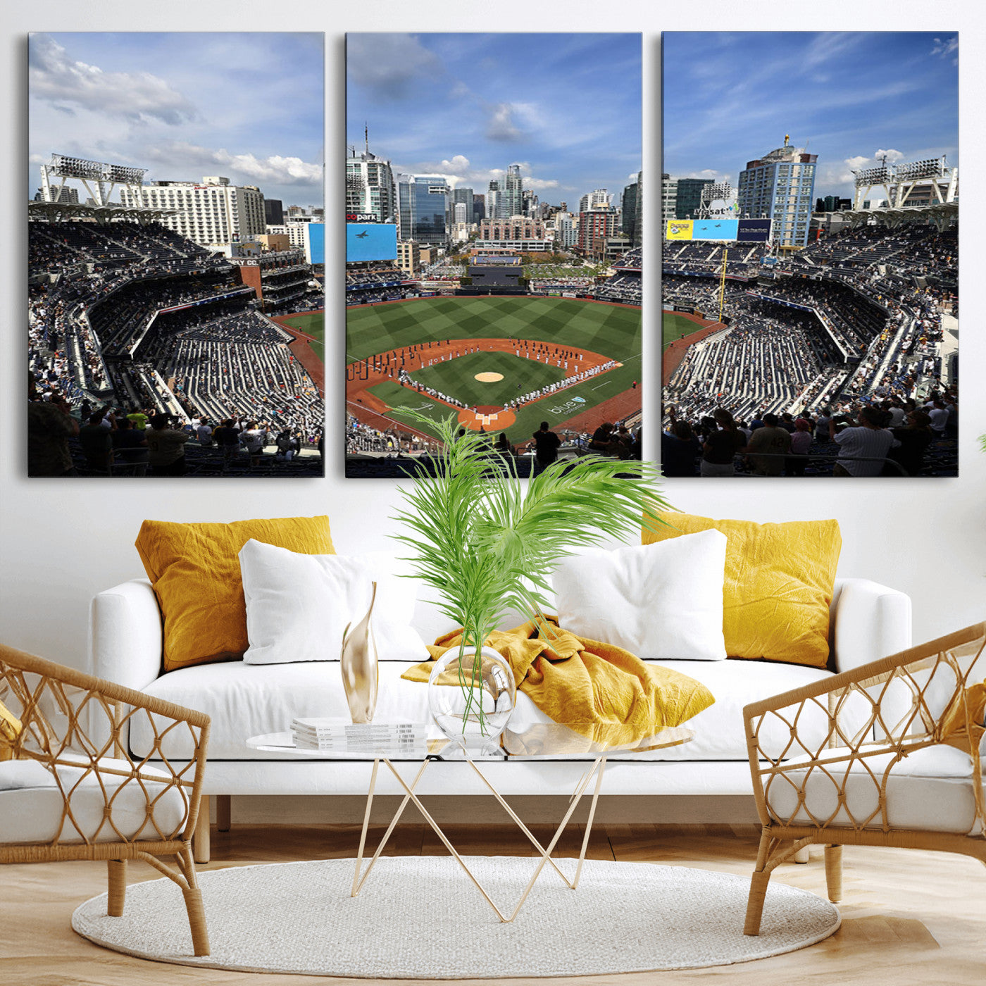 MGV-CV-60X30-3P - San Diego Padres Baseball Team Print - Petco Park Stadium Wall Art Canvas Print
