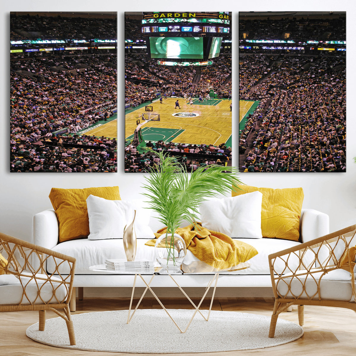 21705-MGV-CV-36X24 - TD Garden Basketball Canvas Wall Art | Boston Celtics Live Action