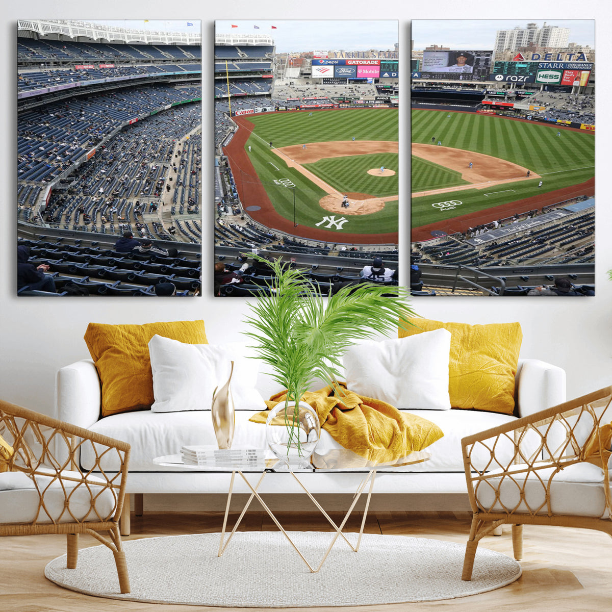 45784-MGV-CV-36X24 - New York Yankees Baseball Team Print, Yankee Stadium Wall Art Canvas Print