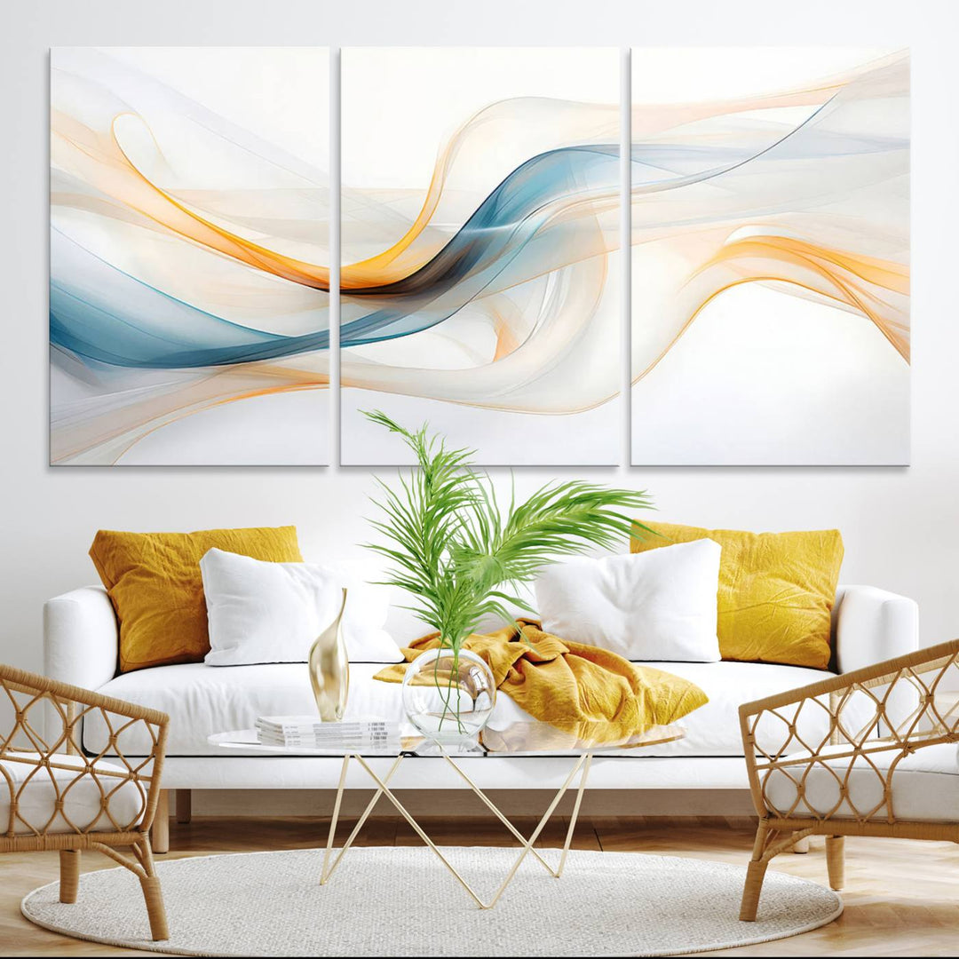 Decorative Turquoise Abstract Wave Wall Art Canvas Print.