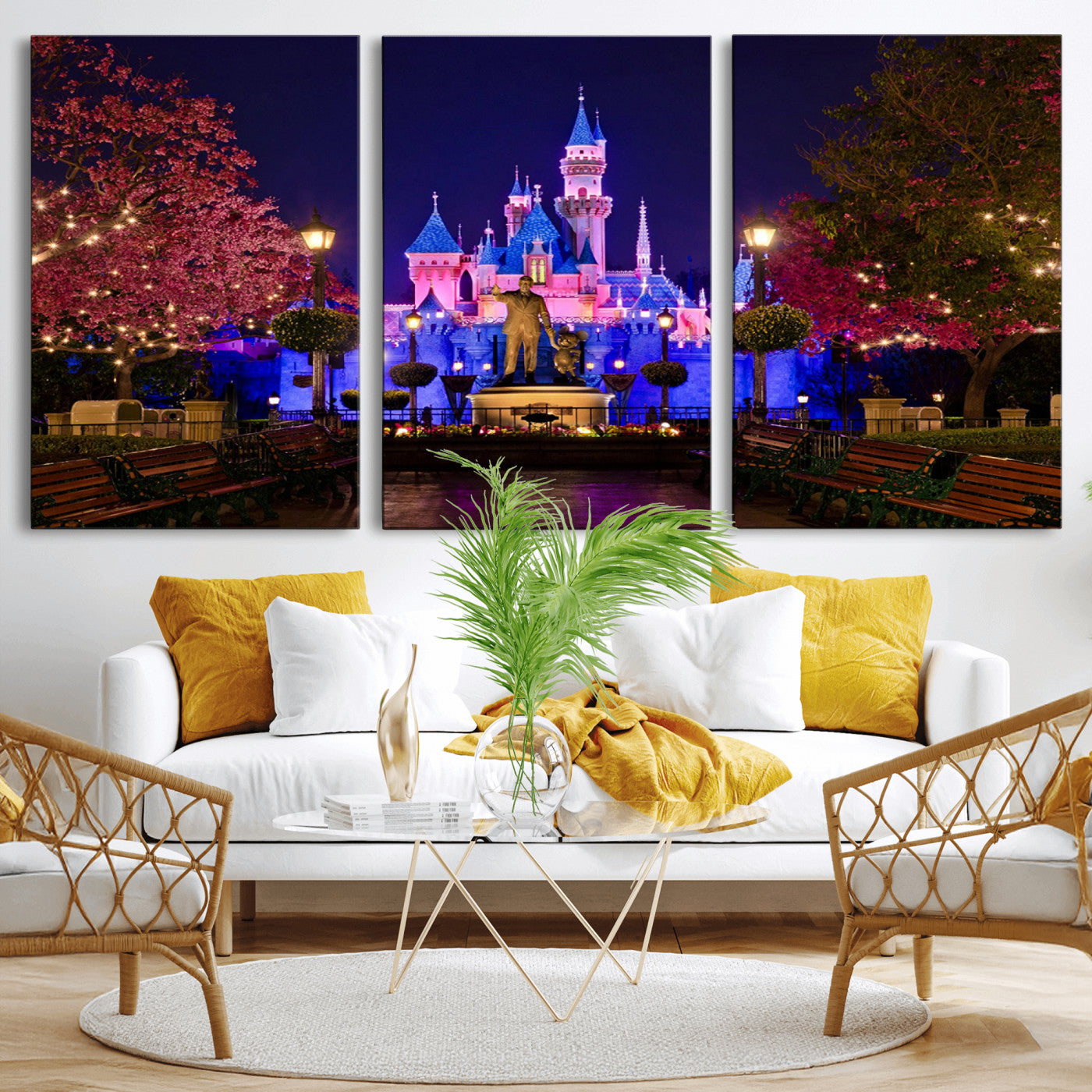 MGV-CV-60X30-3P - Castle Large Wall Art Disney Magic Kingdom Kids Room Decor - Disney World Christmas Home Decor Child