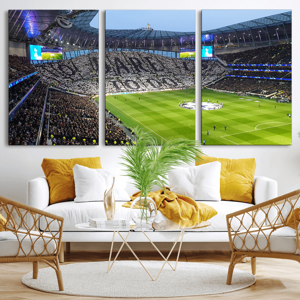 38765-MGV-CV-36X24 - Tottenham Hotspur Stadium Canvas Print, Match Day Triple Canvas Wall Art