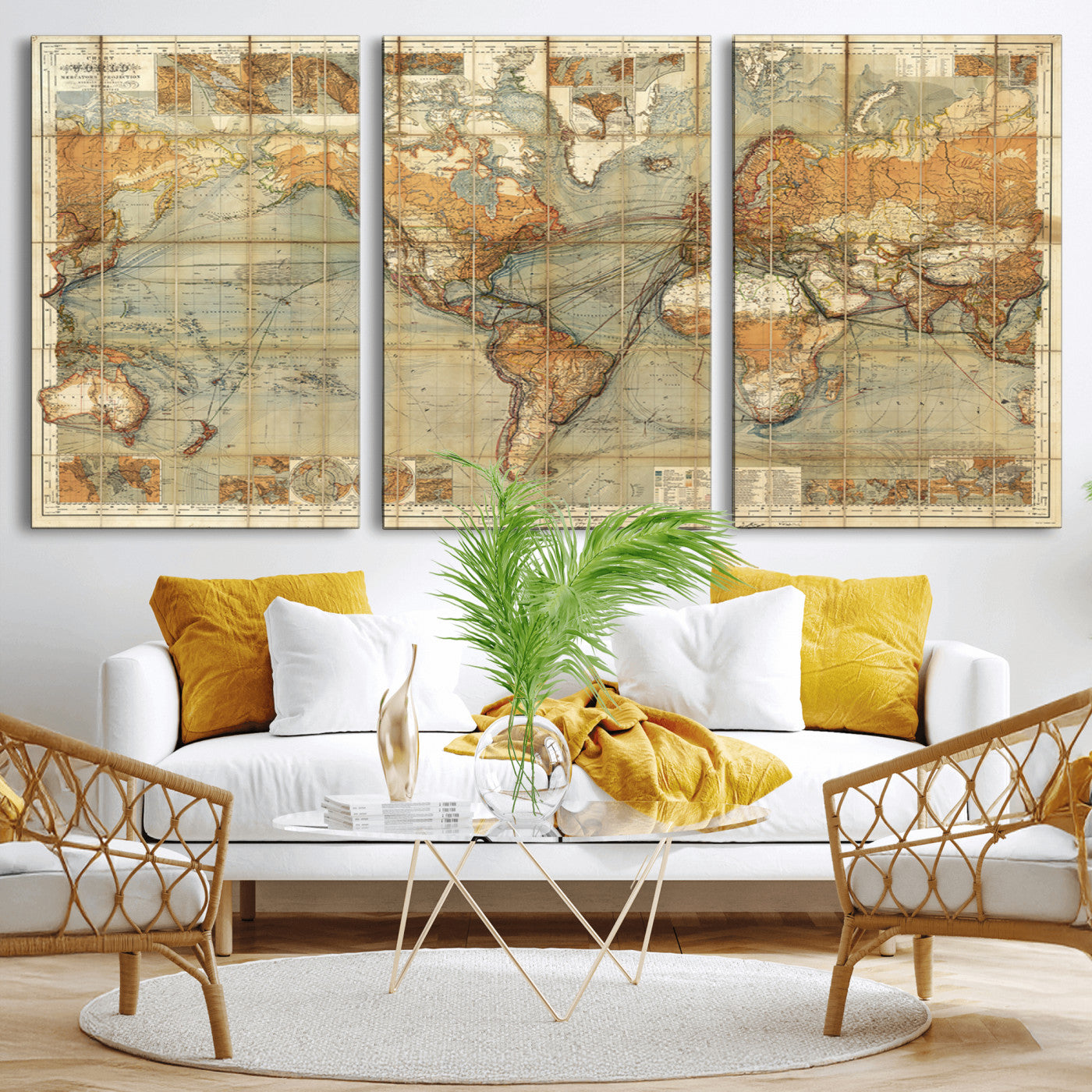 MGV-CV-60X30-3P - Push Pin World Map Canvas Print – Framed Wall Art for Couples to Track Their Travels – Anniversary