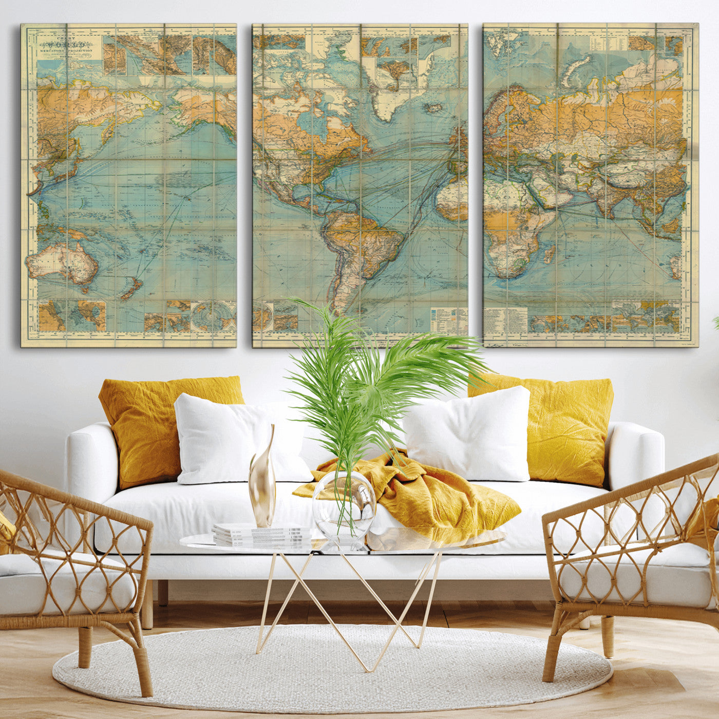 MGV-CV-60X30-3P - Push Pin World Map Canvas Print – Framed Wall Art for Couples to Track Their Travels – Anniversary