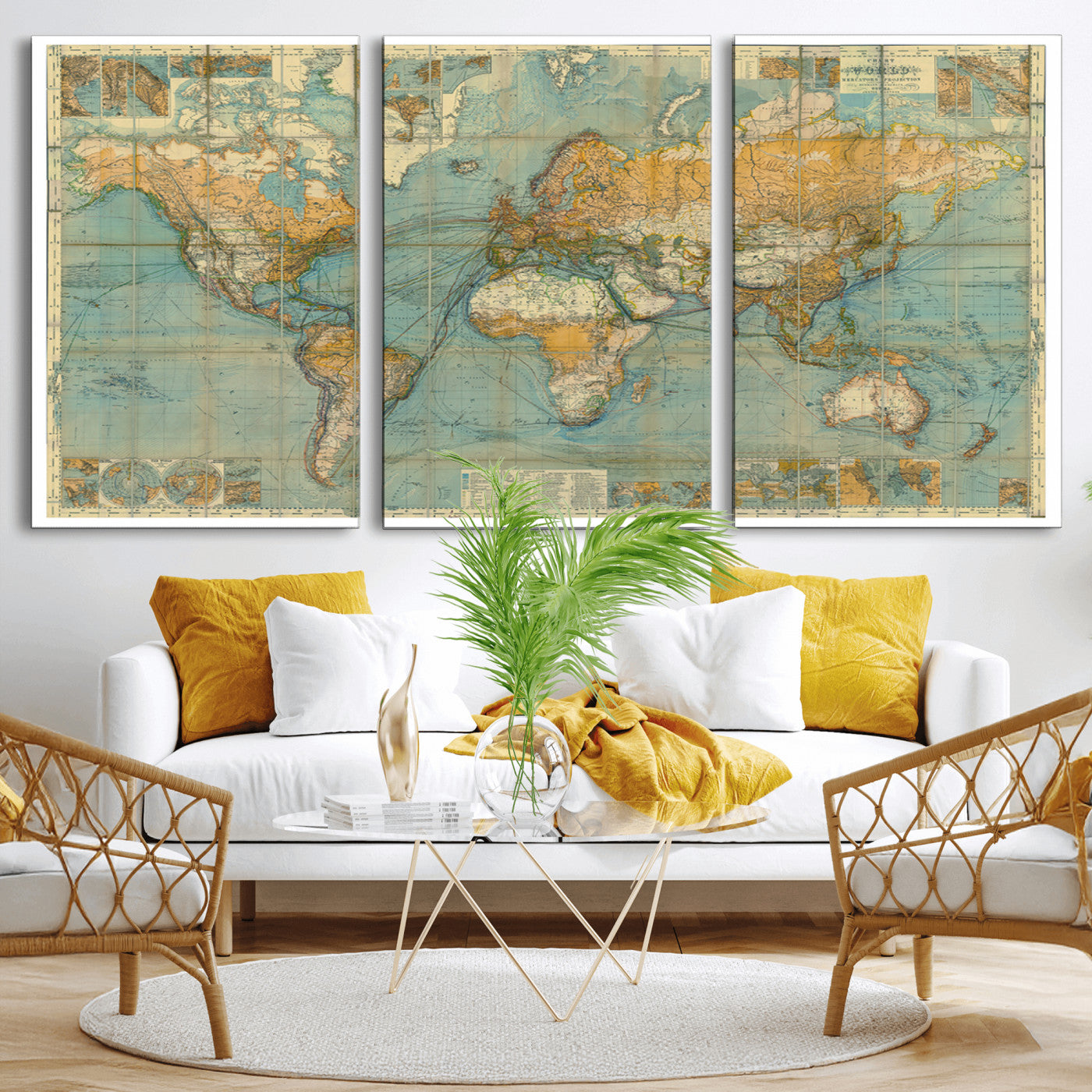 MGV-CV-60X30-3P - Push Pin World Map Canvas Print – Framed Wall Art for Couples to Track Their Travels – Anniversary
