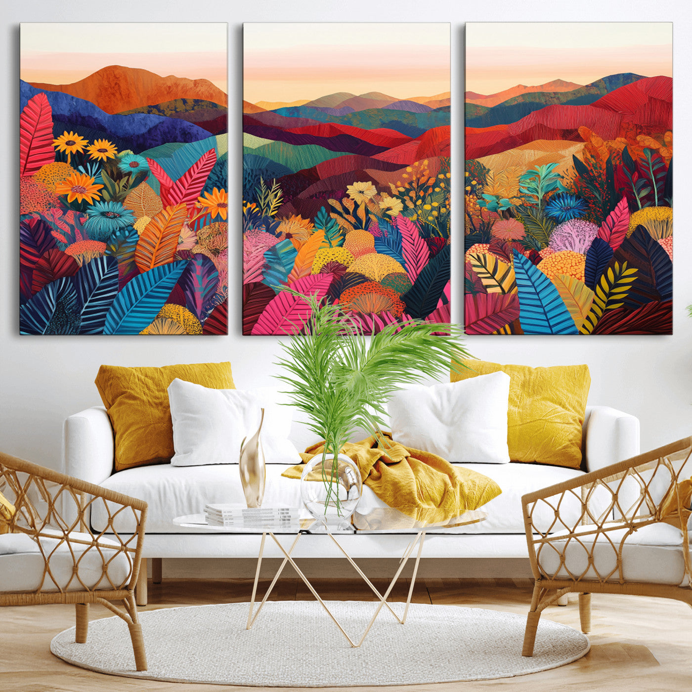 MGV-CV-60X30-3P - YAYOI KUSAMA Abstract Print - Landscape Canvas Wall Art Print - Vibrant Modern Decor for Living