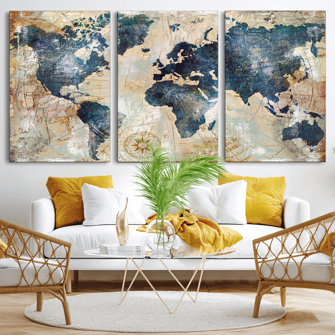 MGV-CV-60X30-3P - Push Pin World Map Canvas Print – Framed Wall Art for Couples to Track Their Travels – Anniversary