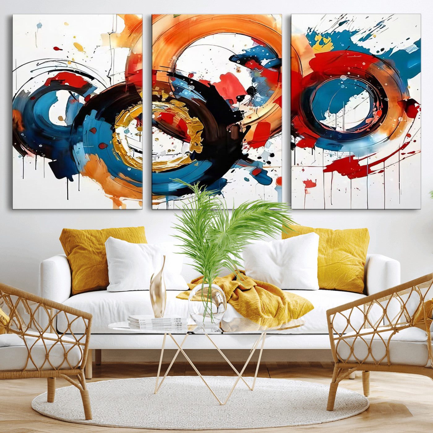 MGV-CV-60X30-3P - Abstract Wall Art, Rings Wall Art Canvas Print