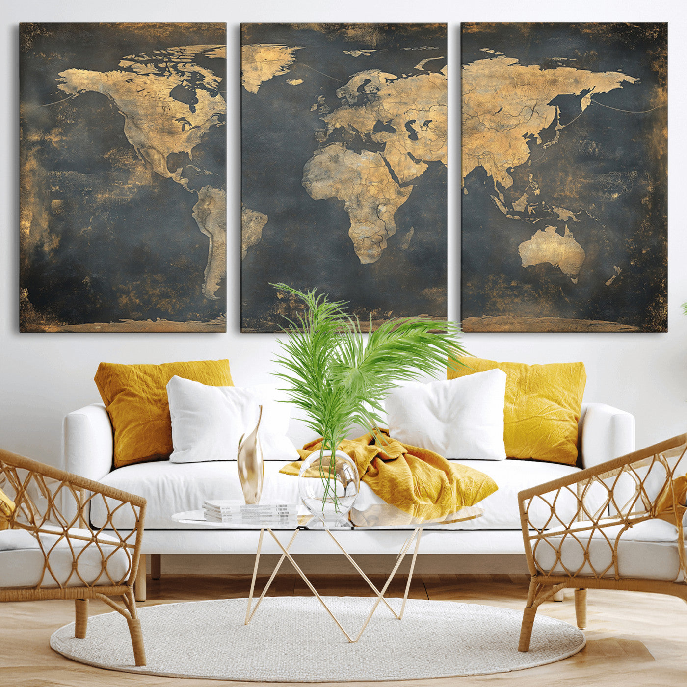 MGV-CV-60X30-3P - Push Pin World Map Canvas Print – Framed Wall Art for Couples to Track Their Travels – Anniversary