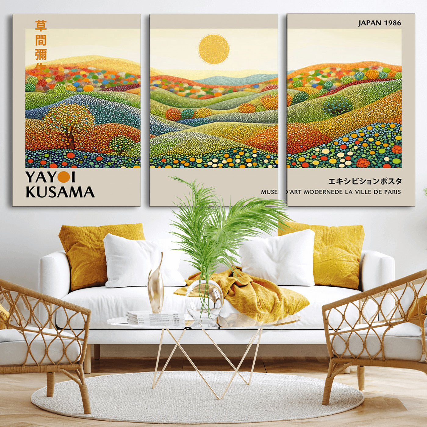 MGV-CV-60X30-3P - Yayoi Kusama Wall Art Print – Yayoi Kusama Wabi Sabi Japanese Wall Art Print - Vibrant Abstract