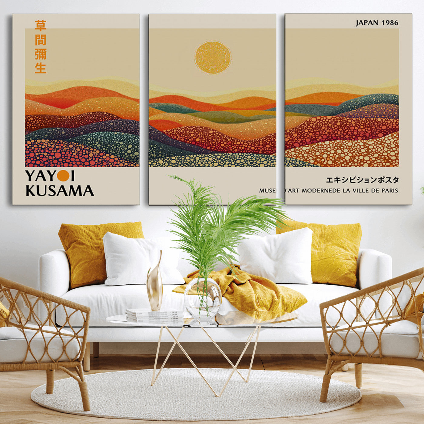 MGV-CV-60X30-3P - Yayoi Kusama Art Print Wall Decor – Yayoi Kusama Wabi Sabi Japanese Wall Art Print - Vibrant
