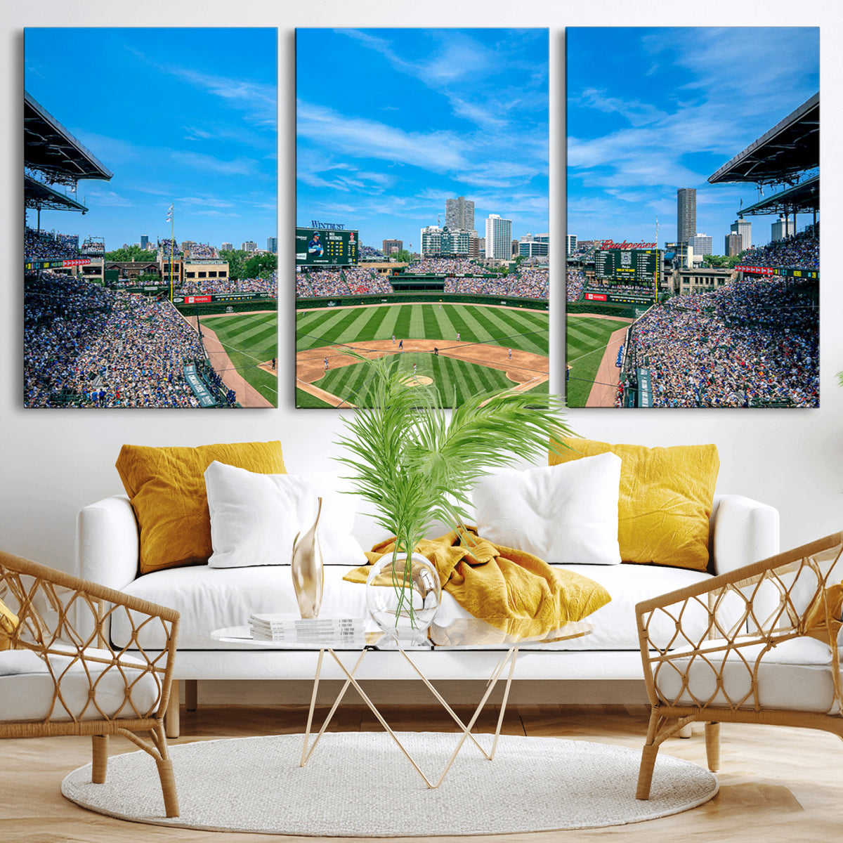 32373-MGV-CV-36X24 - Wrigley Field Chicago Cubs Panoramic Art Multi-Piece Canvas
