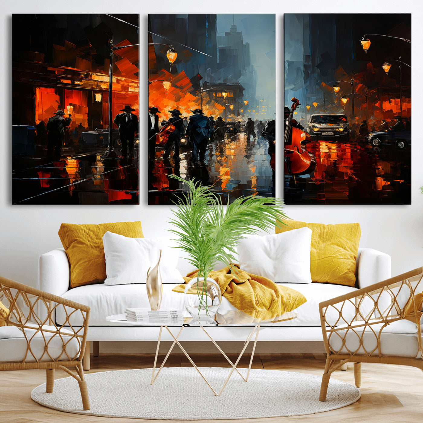 MGV-CV-60X30-3P - Winston Porter Jazz Wall Art - African American Music Canvas - Abstract Colorful Music Art - Framed
