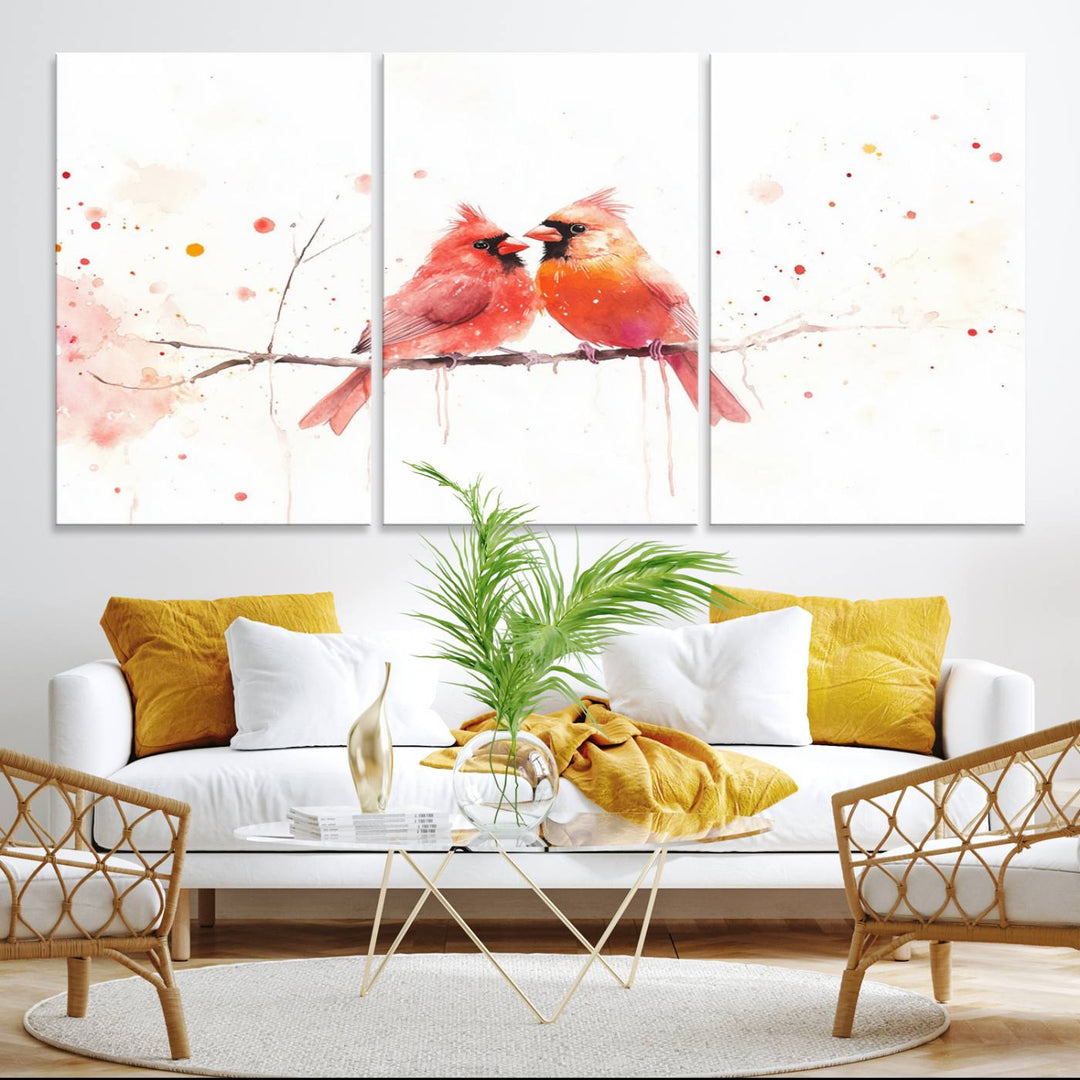 The Cardinal Bird Canvas Wall Art adds vibrant wildlife art to the wall.