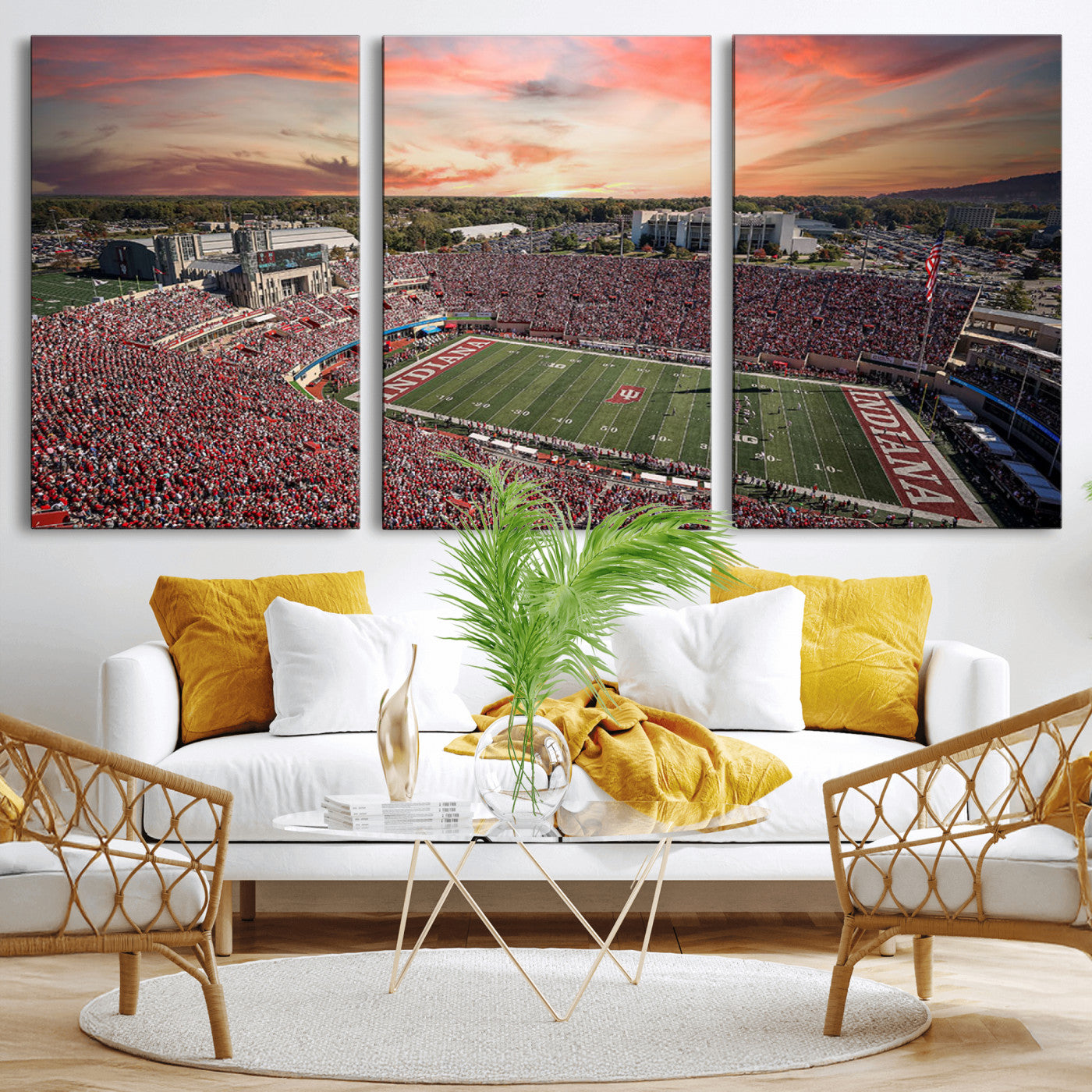 MGV-CV-60X30-3P - Indiana Memorial Stadium Wall Art Canvas Print, Framed Studium Canvas Art, Indiana Memorial Stadium