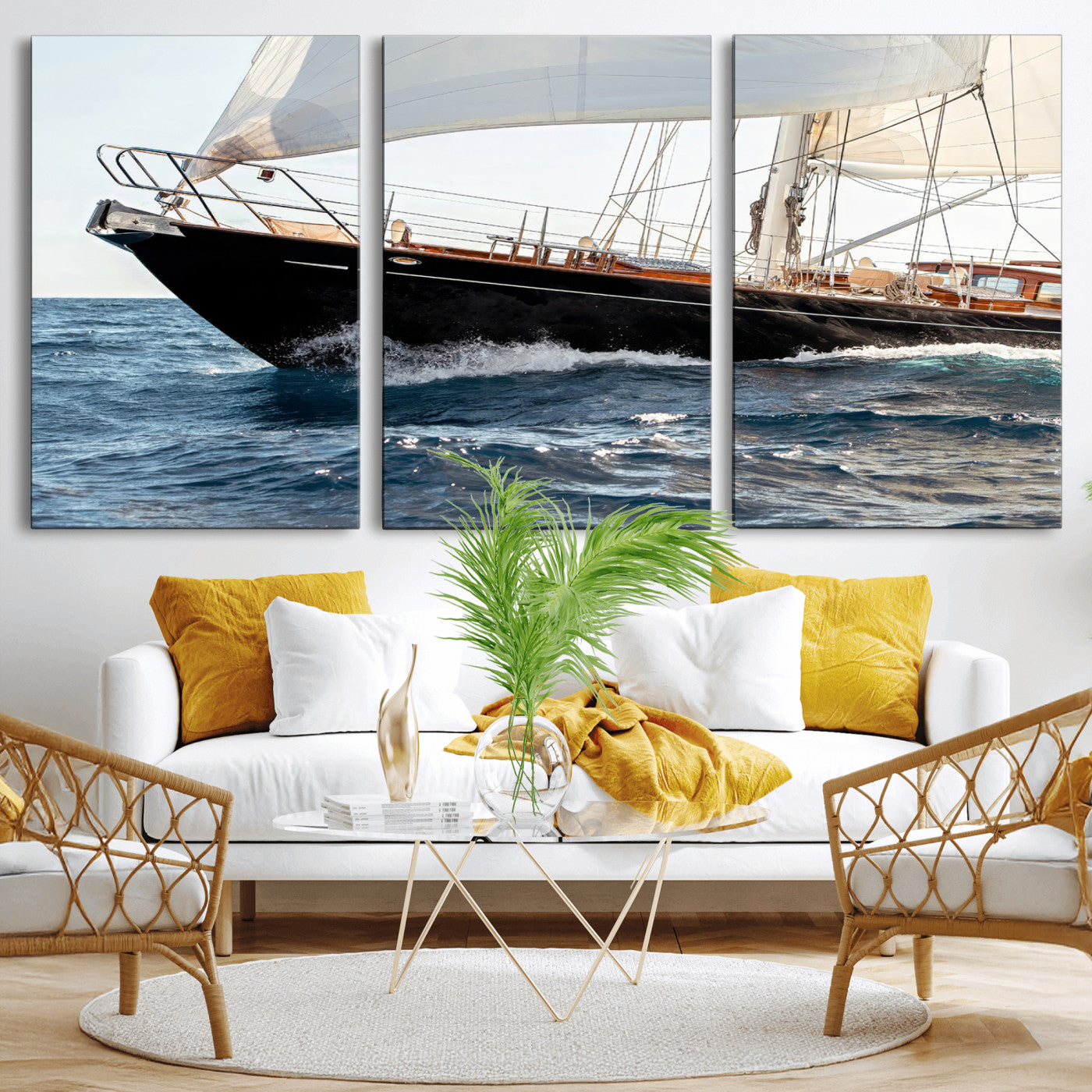 97168626-MGV-CV-36X24 - Boat Yacht Wall Art – Ocean Waves & Sailing Adventure Canvas Print, Nautical Elegance & Marine Journey for Living Room or Luxury Decor