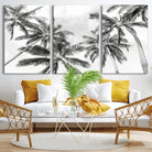 Edit-Images-Black and White Palm Tree Wall Art – Monochrome Tropical Canvas Print for Coastal or Minimalist Living Room Decor