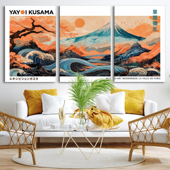 Yayoi Kusama 1986 Wall Art Print – Yayoi Kusama Wabi Sabi Japanese Wall Art Print - Vibrant Abstract Landscape Canvas – Ready-to-Hang Print