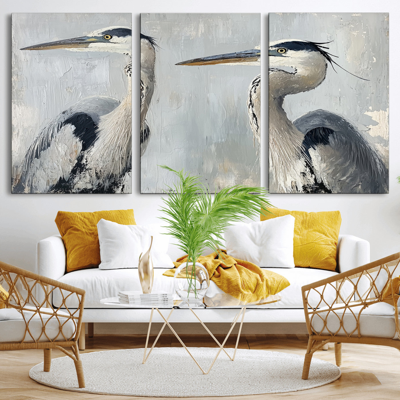 MGV-CV-60X30-3P - Bird Canvas Decor Wall Art Canvas Print, Framed Coastal Bird Pair Art Picture Print, Minimalist Wildlife Wall Perfect Coastal Minimalist Decor Artwork