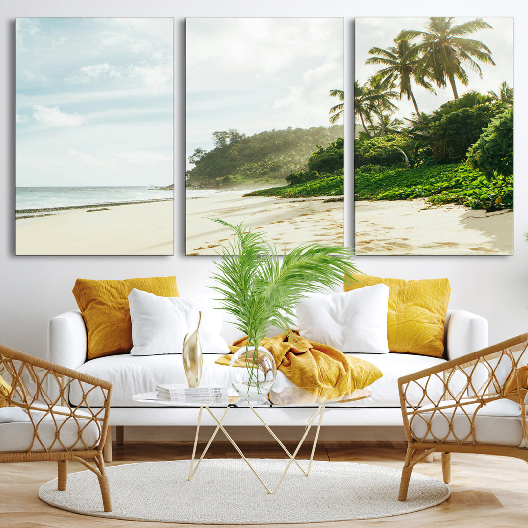 Relaxing Beach Wall Art Canvas Print, Framed Ocean View Art Picture Print, Coastal Serenity Perfect Tropical Coastal Decor Artwork