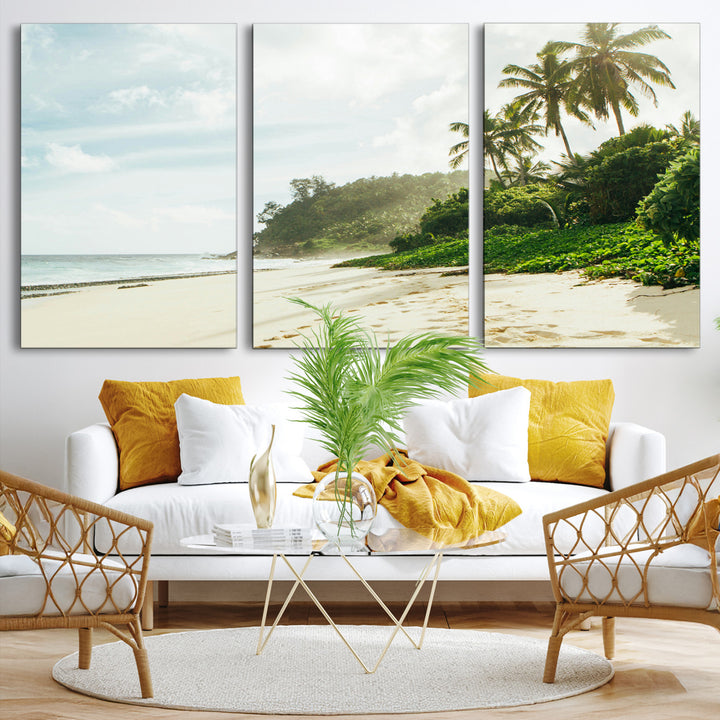 Relaxing Beach Wall Art Canvas Print, Framed Ocean View Art Picture Print, Coastal Serenity Perfect Tropical Coastal Decor Artwork