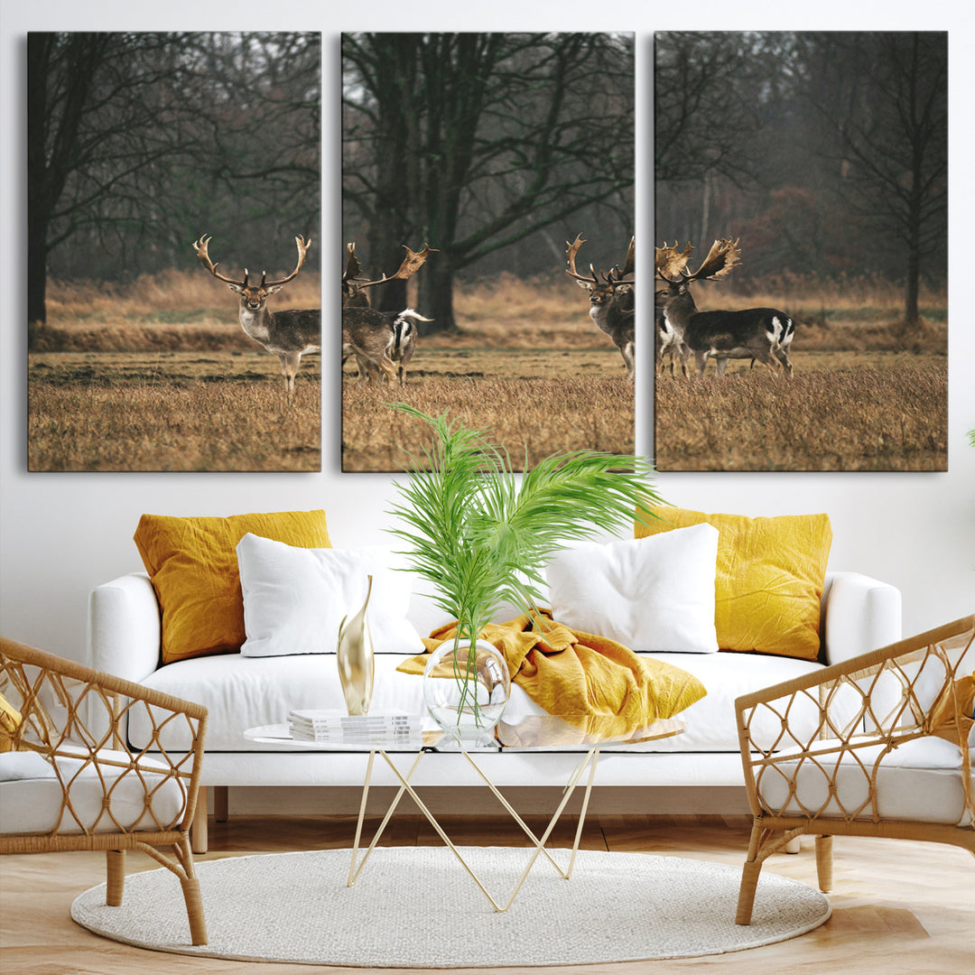 Deer Photography Wall Art Canvas Print, Framed Rustic Wildlife Art Picture, Rustic Deer Wall Art Print