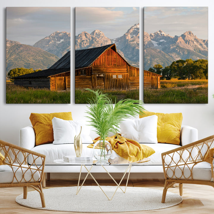Rustic Barn Wall Art Canvas Print, Framed Western Landscape Art Picture Print, Farmhouse Style Perfect Rustic Farmhouse Decor Artwork