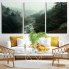 48497565-MGV-CV-36X24-Misty Forest Wall Art Canvas Print, Framed Foggy River Art Picture Print, Moody Landscape Perfect Wilderness Decor Artwork