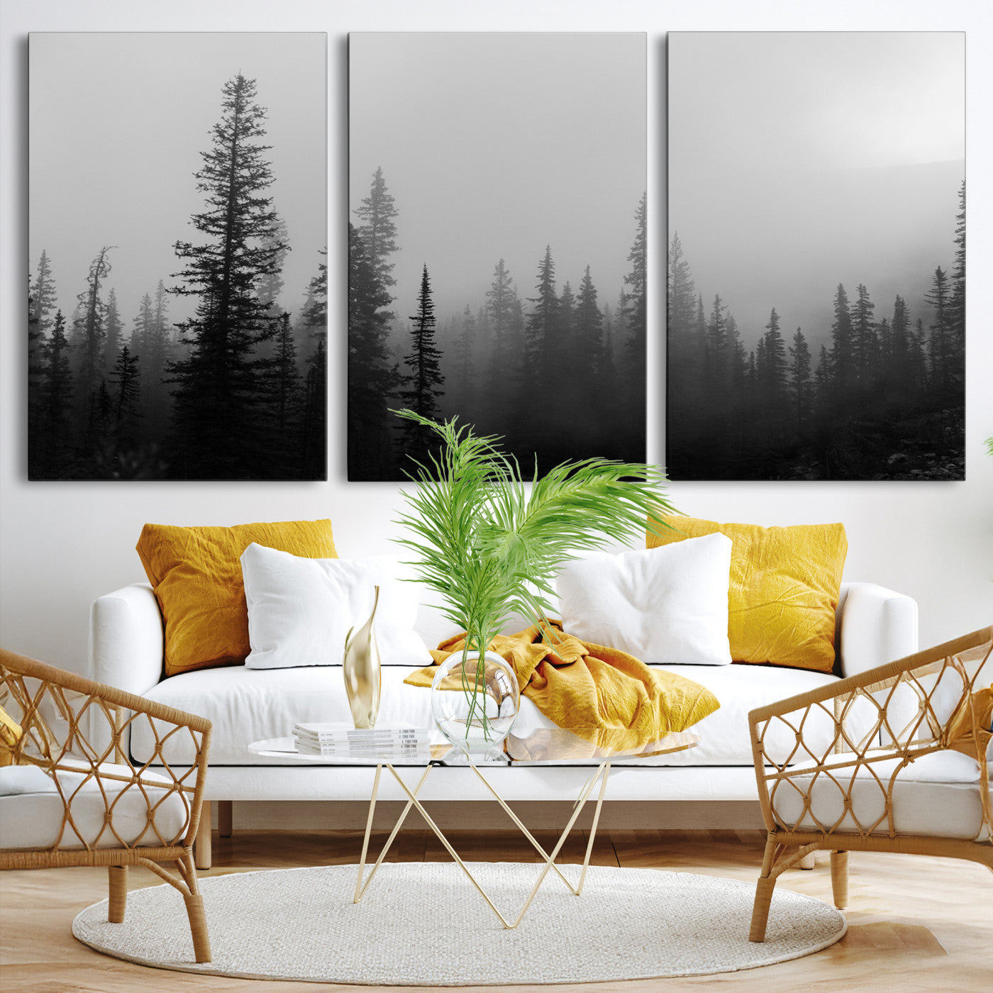 73138900-MGV-CV-36X24-Misty Pines Wall Art Canvas Print - Perfect Rustic Decor