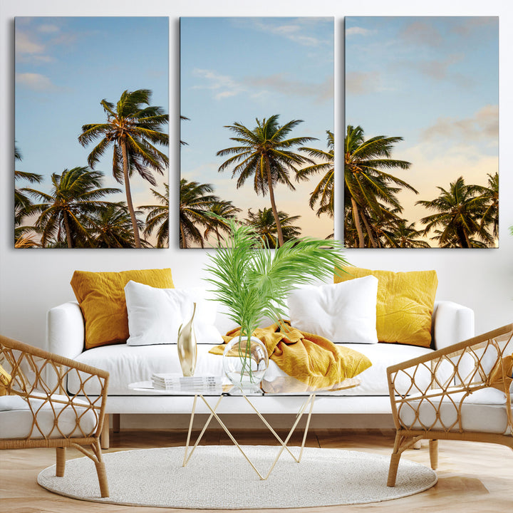 Palms Wall Art Canvas Print, Framed Tropical Art Picture Print, Coastal Perfect Coastal Decor Artwork