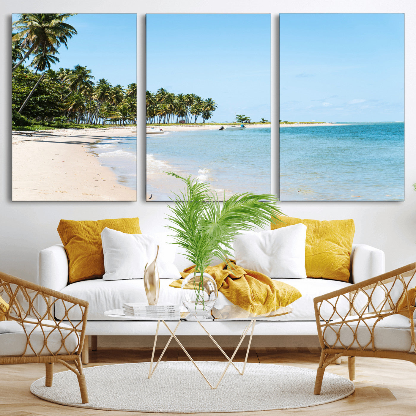 37858872-MGV-CV-36X24 - Palm Tree Paradise Coastal Wall Art – Beach Scene and Ocean Breeze Canvas Print Tranquil Tropical Shore Decor for Living Room, Bedroom or Office