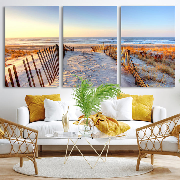 Ocean Sunset Wall Art Wall Art Canvas Print, Framed Nautical Photography Art Picture Print, Summer Beach House Decor Perfect Coastal