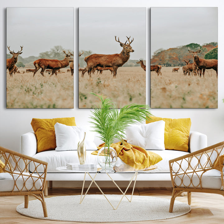 Rustic Deer Print Wall Art Canvas Print