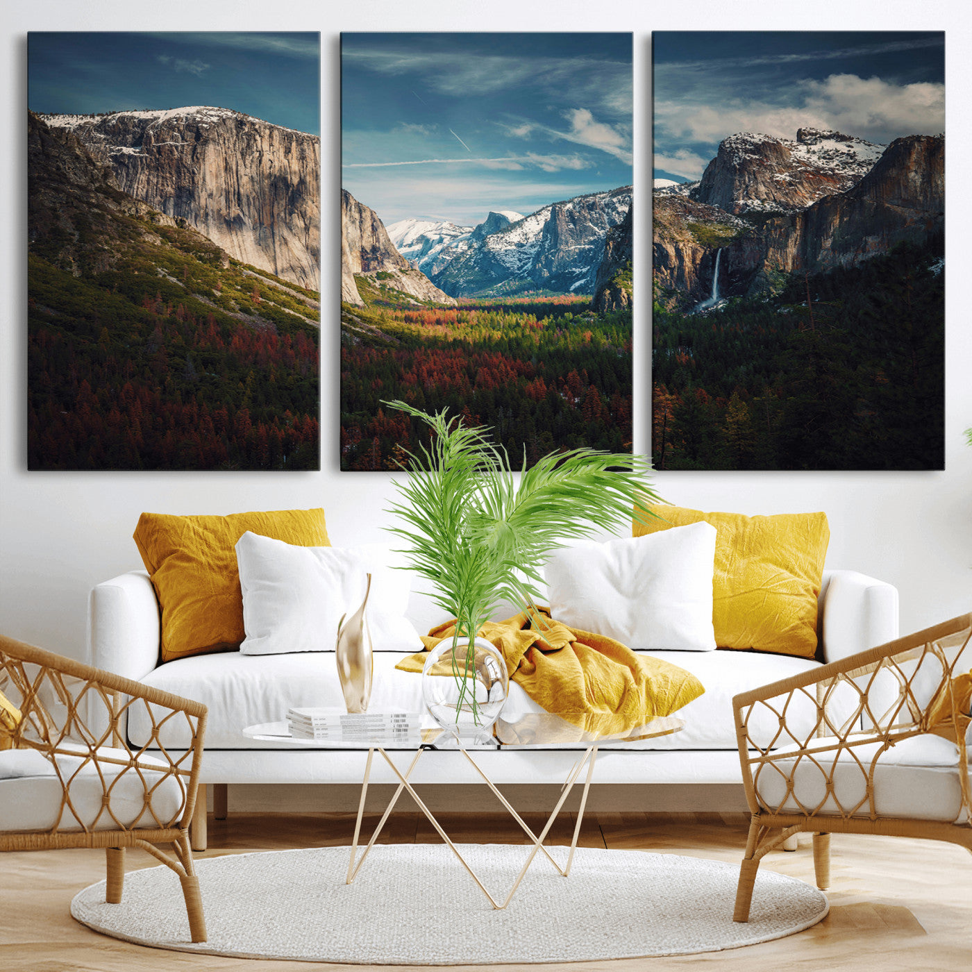 15244033-MGV-CV-36X24 - Yosemite National Park Wall Art – Framed Mountain Landscape El Capitan Canvas Print Scenic Decor for Home, Office Decor