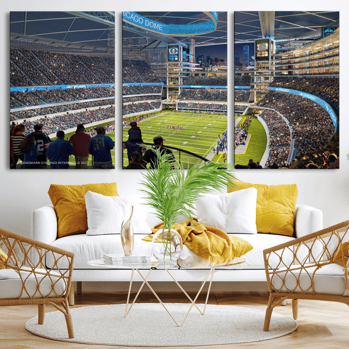 41816511-MGV-CV-36X24 - Chicago Dome Stadium Wall Art Canvas Print, Framed Modern Decor
