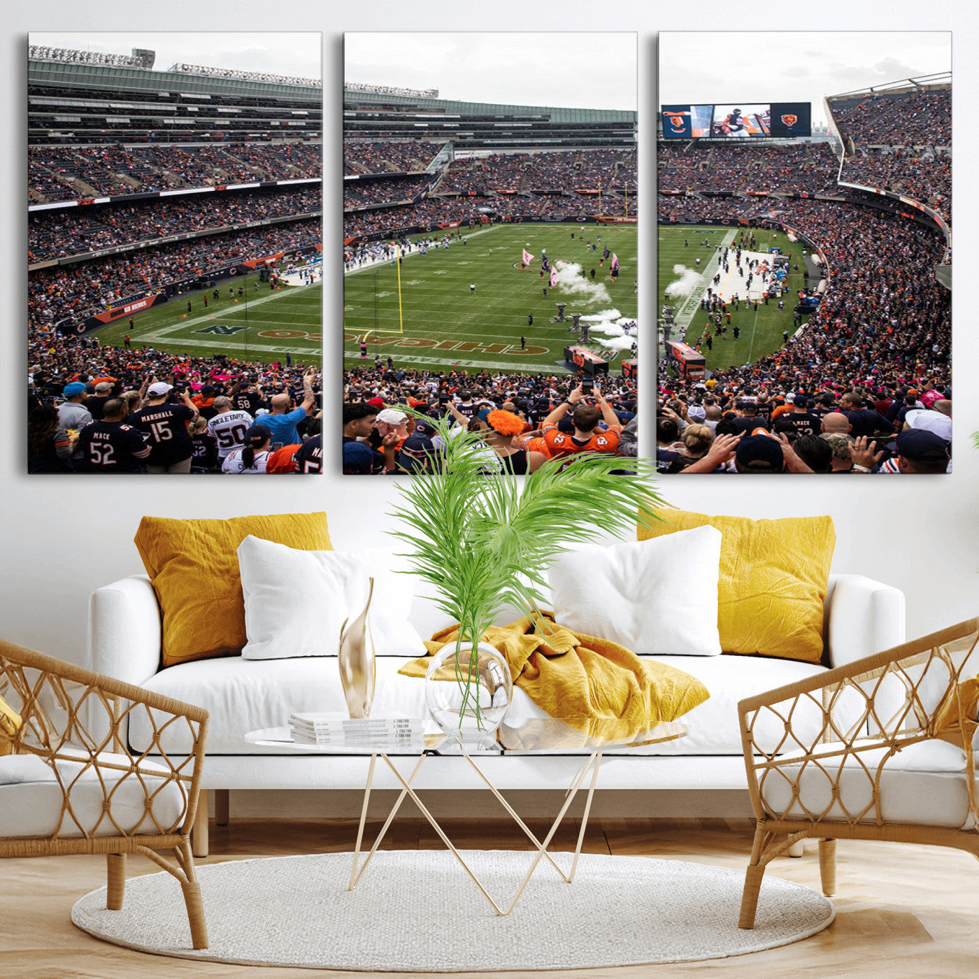 18347149-MGV-CV-36X24-Chicago Bears Soldiers Field Wall Art Canvas Print – Framed Football Stadium Artwork for Sports Fans, Soldier Field Skyline Canvas Decor for Game Room