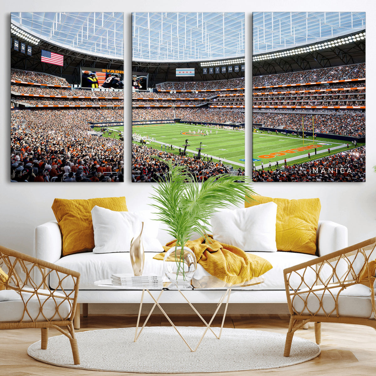 32530647-PAN-FL-20X10 - Chicago Bears Soldiers Field Wall Art Canvas Print, Framed and Ready to Hang